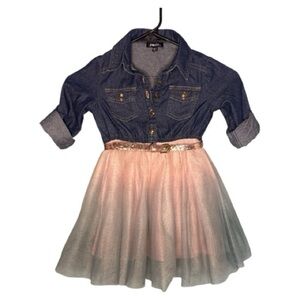 Zunie Toddler Girl Denim Tutu Dress with Glitter Belt 
Size: 4t/4